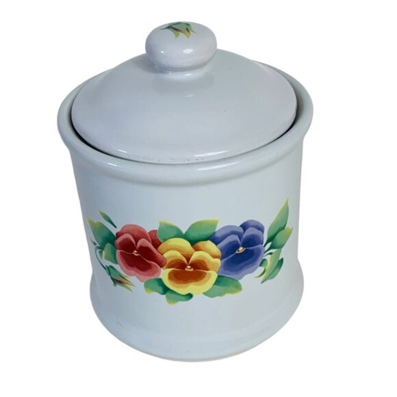 Corning Small Canister Summer Blush Floral Corning Ceramic Coffee Jar Lid VTG - Picture 7 of 14